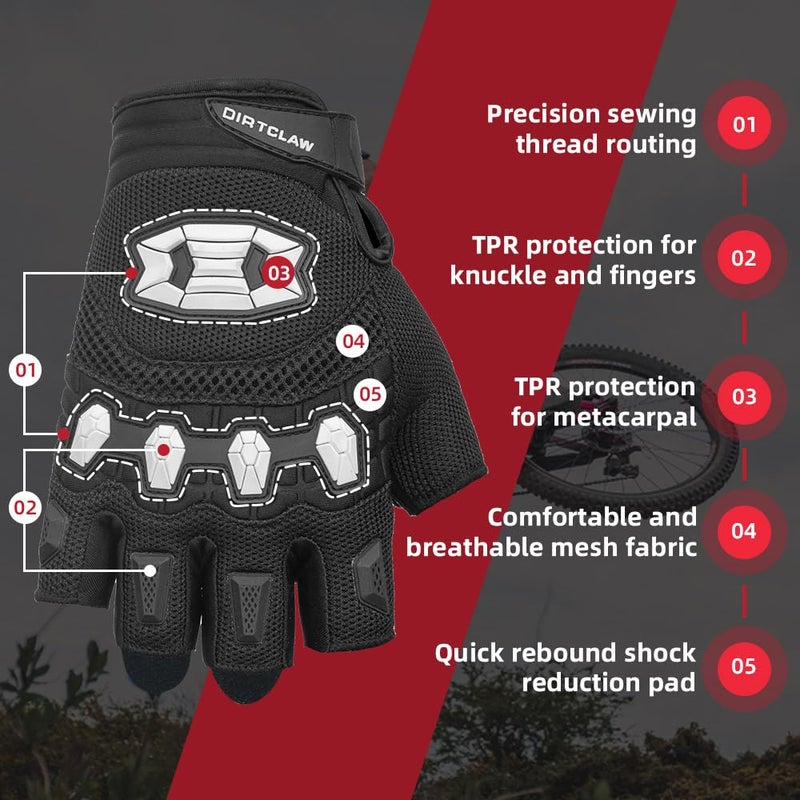 Seibertron قفازات سيبرترون للبالغين ديرتكلاو - قفازات سباق BMX MX ATV MTB للدراجات الجبلية والدراجات على الطرق سوداء L - Image 3